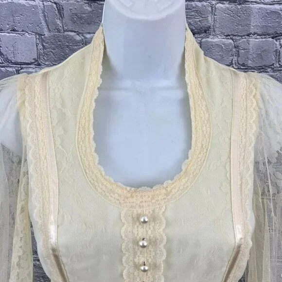 GUNNE SAX Prairie Wedding Dress Cottagecore Lace Romantic Bridal 7 - Picture 13 of 16